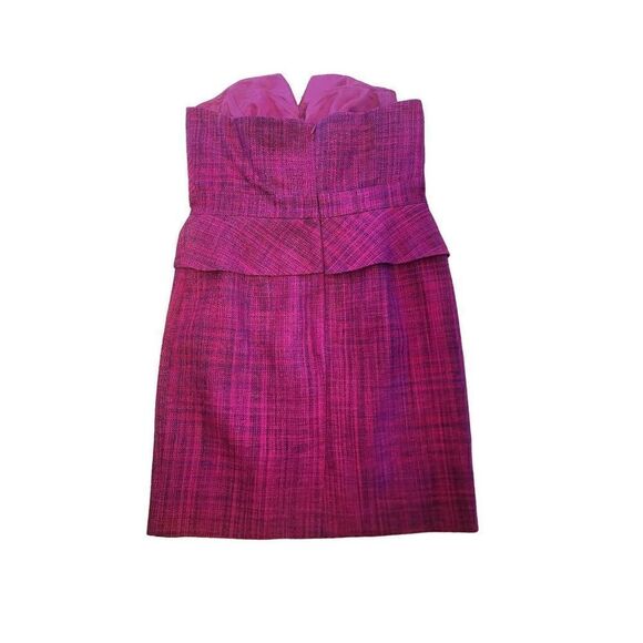 Trina Turk strapless peplum  fuschia tweed mini dress size 12 - Picture 2 of 11
